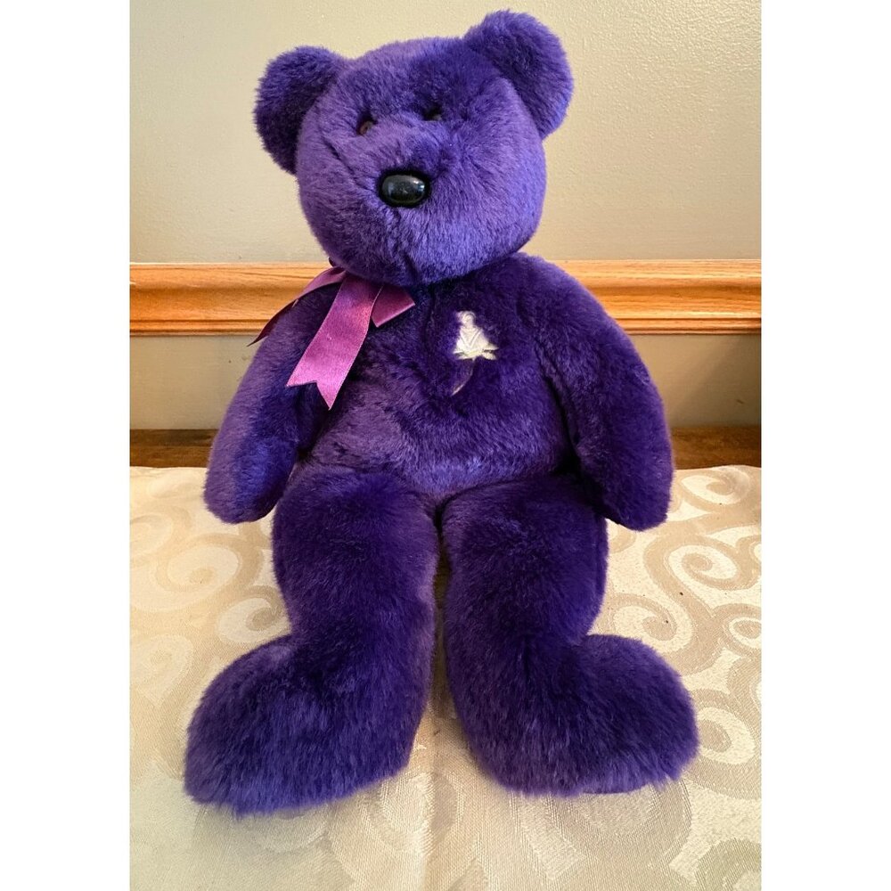 Royal Princess Diana Beanie Buddy Ty Plush Purple w/ Bow - Collector Cutie